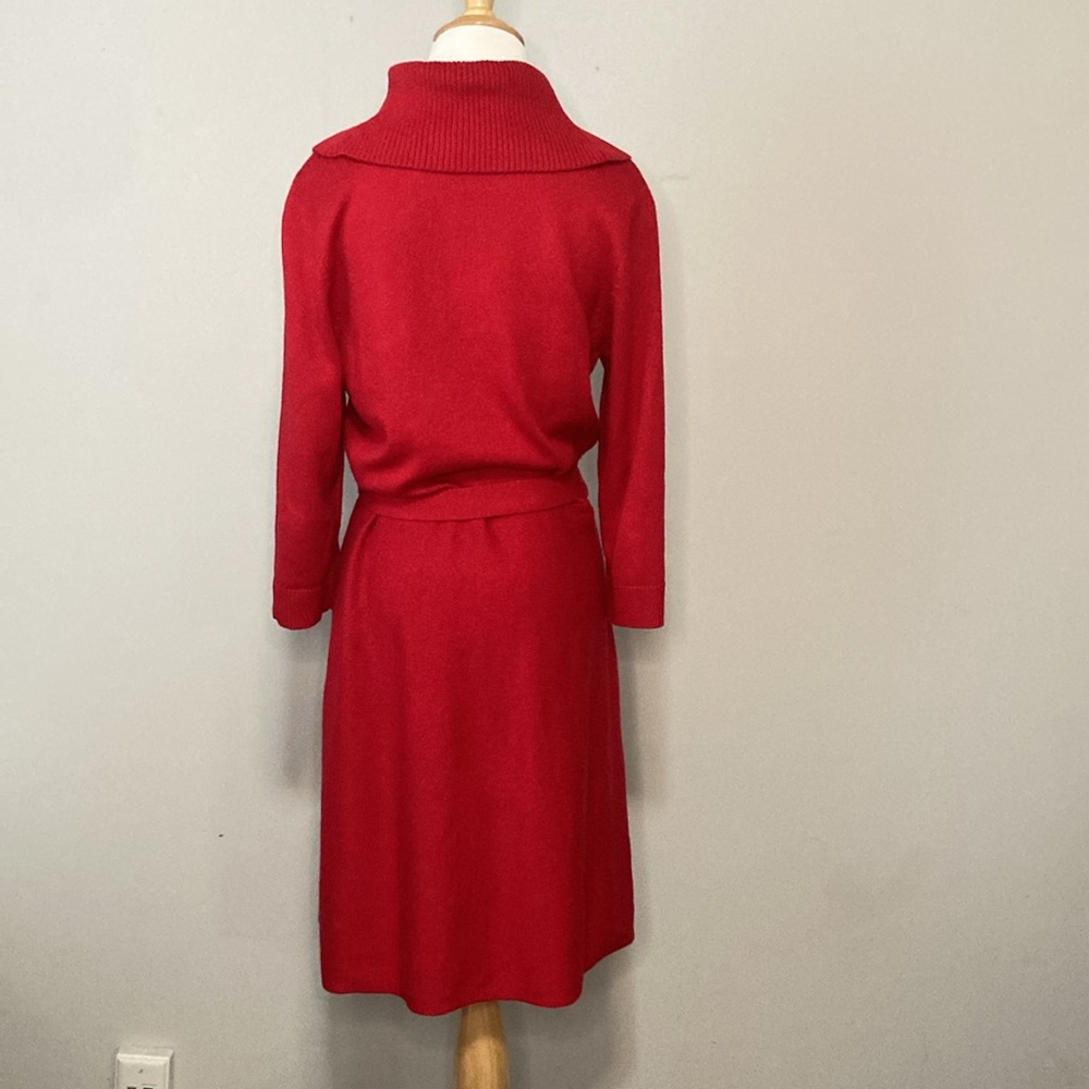 Talbots Red Sweater Dress Cowl Neckline large petite - Picture 6 of 9